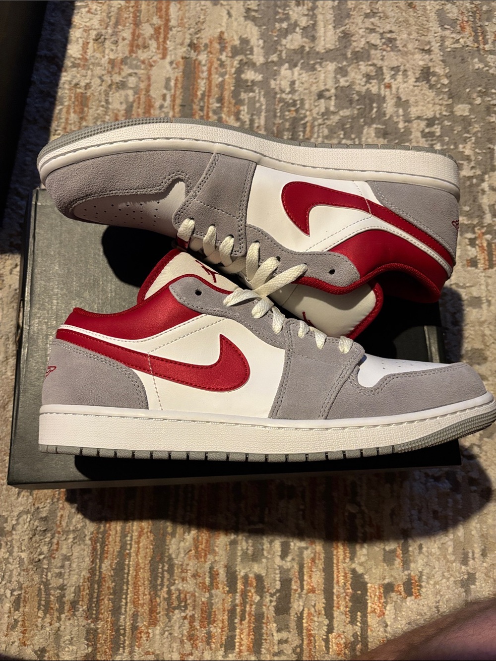 Air Jordan 1 low Lt Smoke Grey/Gym Red